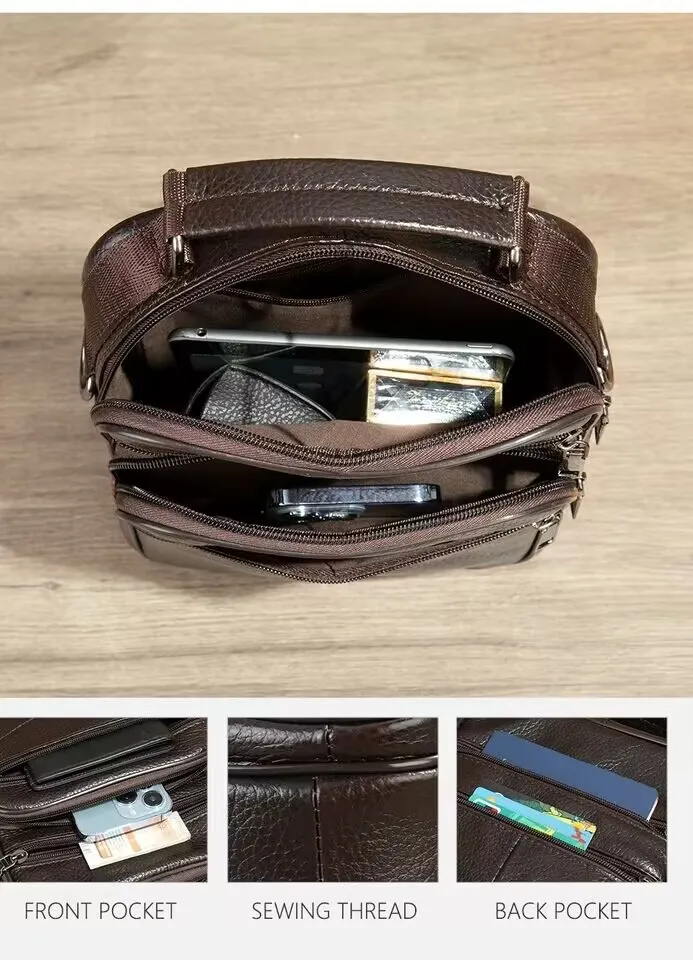 Siyah erkek doğal deri omuzdan askili çanta küçük erkek hakiki deri çanta kolay seyahat Crossbody çanta kaliteli askılı çanta