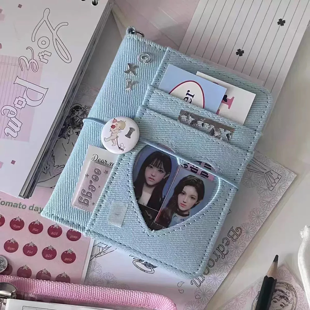 Denim M5 Binder Blue Pink Jeans Loose Leaf Notebook Cover Student Girls Diary Journal Notepad Notebook Korean Japan Style Cute