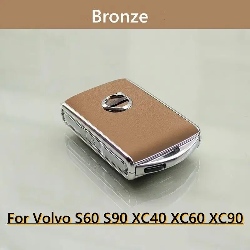 

Бронзовый кожаный чехол для пульта дистанционного управления, чехол для брелока для Volvo S60 XC60 XC90