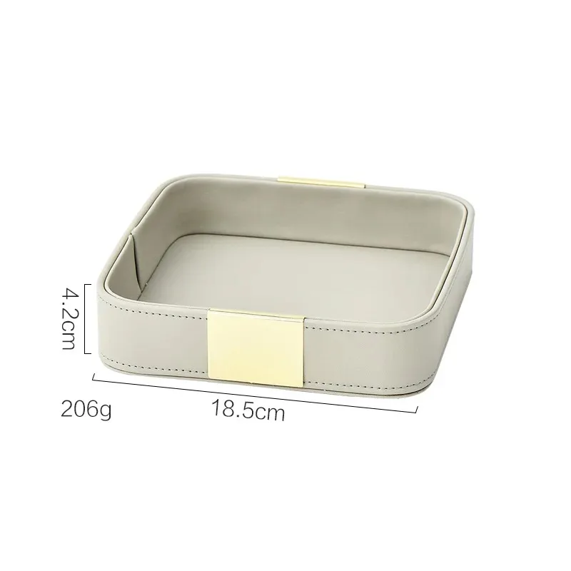 Light Luxury PU Leather Storage Portable Makeup Organizer Storage Jewelry Ring Dish Entrance Key Holder Sundry Tray Jewellry