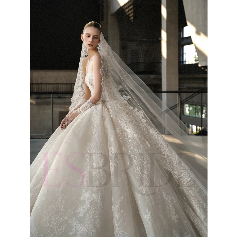 ESBRIDE Abito da sposa economico senza maniche Sweetheart Princess Abito da sposa di lusso Abiti da sposa champagne personalizzati Abito bianco