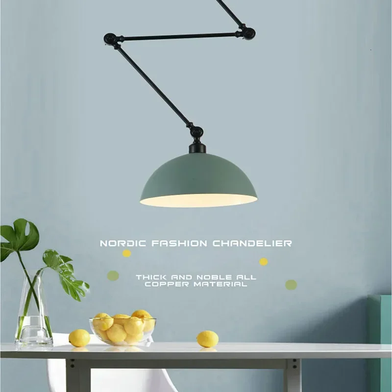 

Design LED Aluminum Ceiling Chandelier with Adjustable Long Arm for Living Room Bed Dining - Modern Minimalist Light Fixture