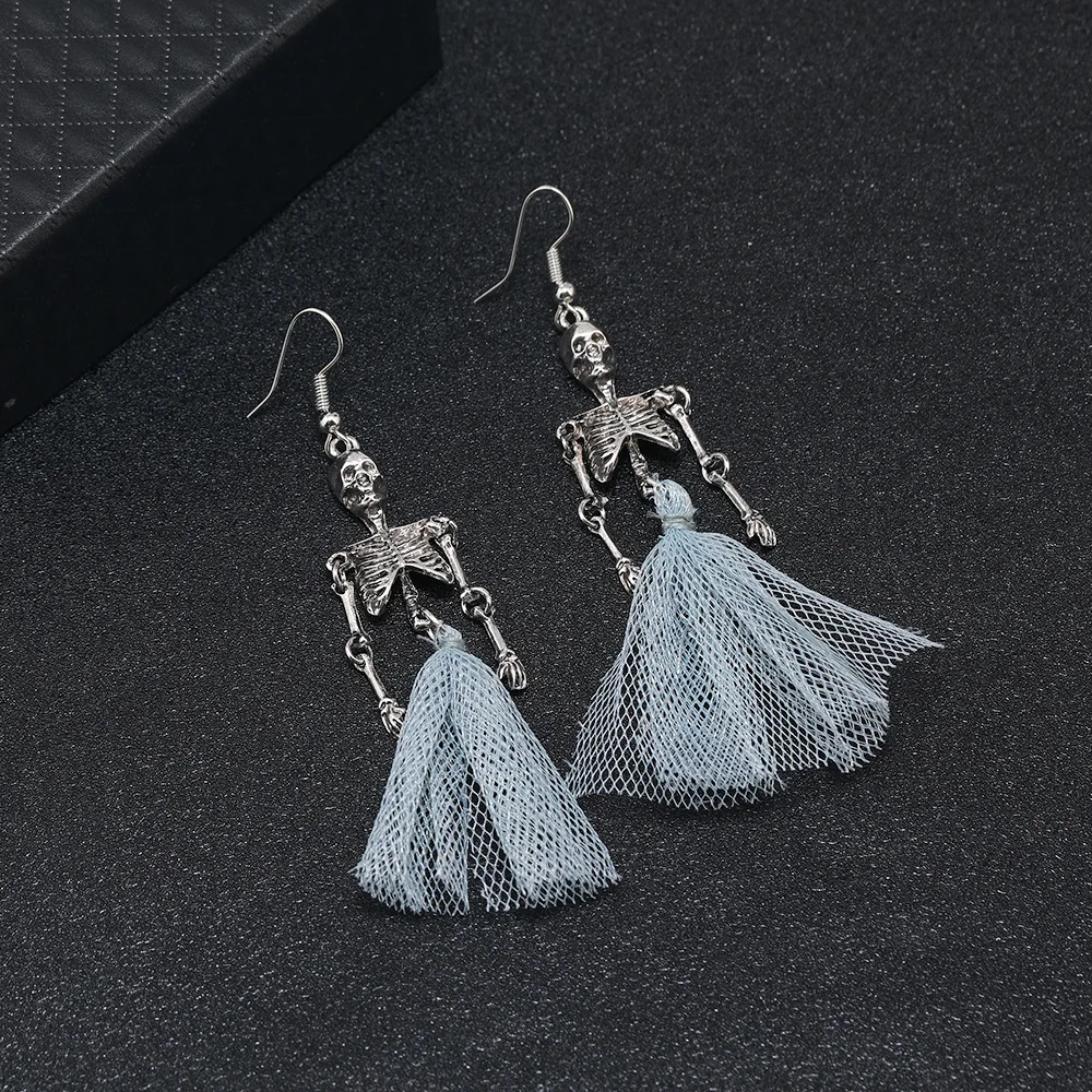 Seulement Halloween Skull Dangle Earrings for Women Skeleton Long Ear Drop Earrings Stud Halloween Costume Accessories Jewelry