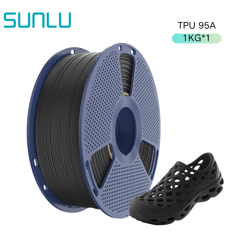 SUNLU TPU 95A Elastyczny Filament do Drukarek 3D, 1.75mm, Szpula 1KG (2.2 lbs), 100% Bez Pęcherzyków Powietrza, Wysoka Elastyczność i Odporność na Zużycie, Miękki TPU — 2