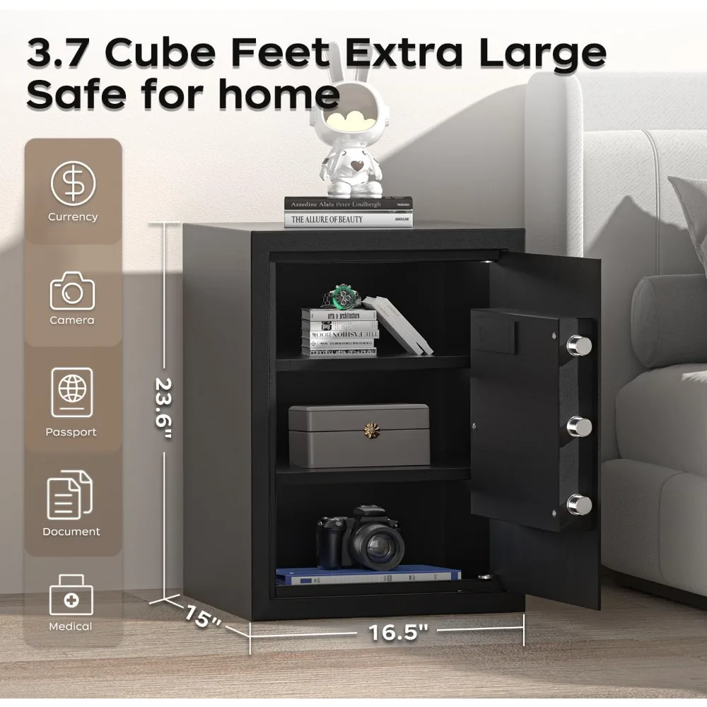 Brankas Senjata Biometrik dengan Mode Senyap, Brankas Keamanan Akses Cepat Berukuran 3,7 Kaki Kubik dengan Pemindai Sidik Jari, Brankas Uang dengan Kunci B