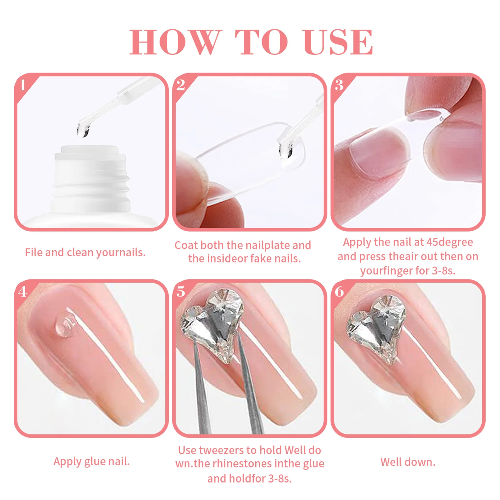 1/2/5 Uds 7g pegamento de uñas súper fuerte para puntas de uñas postizas, uñas acrílicas, prensa en uñas, decoración artística de uñas postizas adhesión duradera