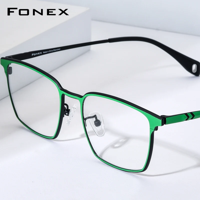 FONEX Titanium Eyeglasses Frame Men Colorful Fashion Brand Design Square Glasses Women Ultralight High Quality Eyewear 85839