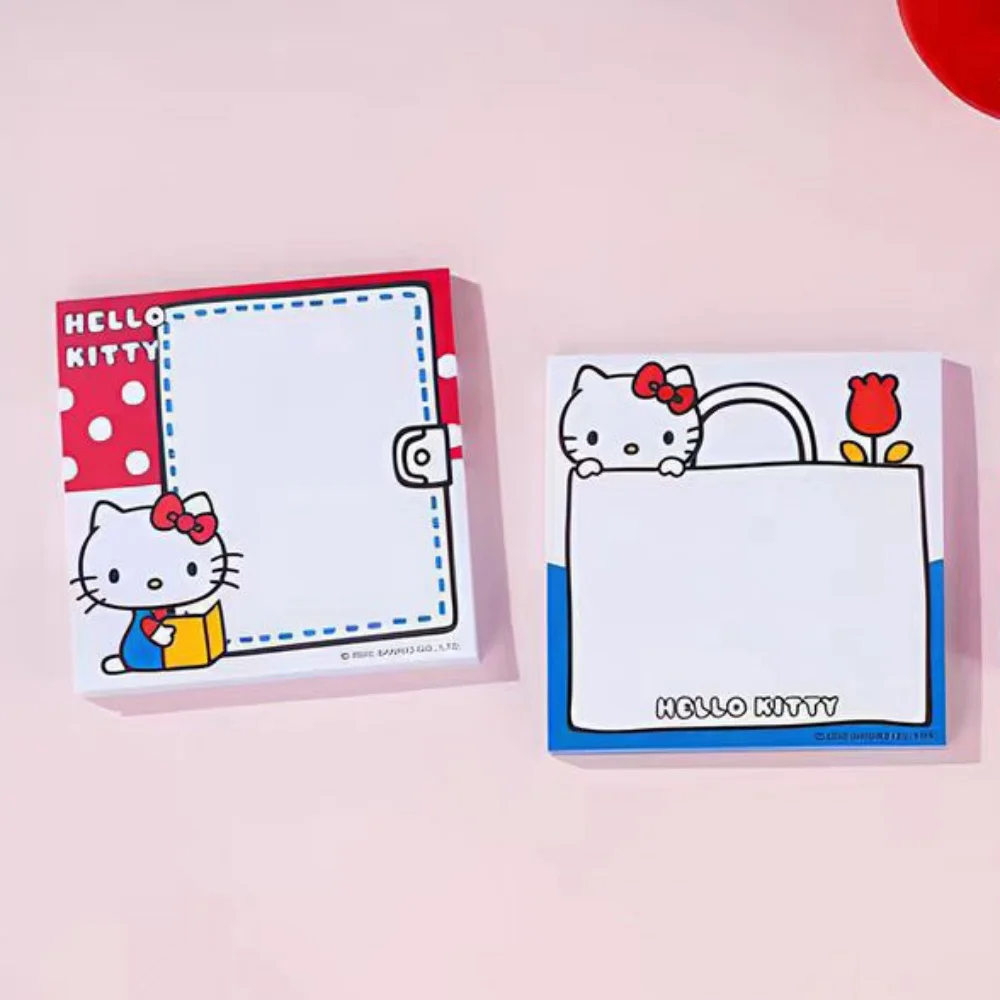 50 قطعة حقيقية سانريو مرحبا كيتي ملاحظات لاصقة صغيرة Kawaii Kt القط المعلم اللوازم المكتبية طالب القرطاسية الفتيات هدايا عيد