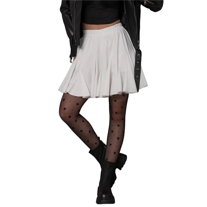 AOAO-Pattini a pieghe da donna- Gonna basic casual a vita alta con volant- Mini lingerie svasata- Gonne