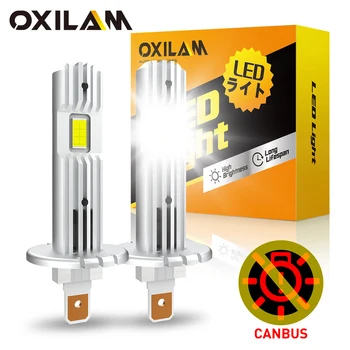 OXILAM 2 adet Canbus H1 Led far lambaları 60W Mini boyutu tasarım araçlar için kablosuz araba Led ışıkları H1 12V lamba fansız 6500K