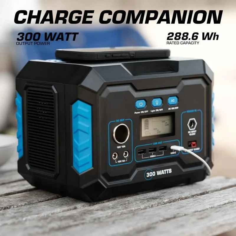 Portable Power Station 300-Watt (600-Watt Peak) 288.6Wh - Solar Generator (Solar Panel Optional), for Home Backup,, Customized