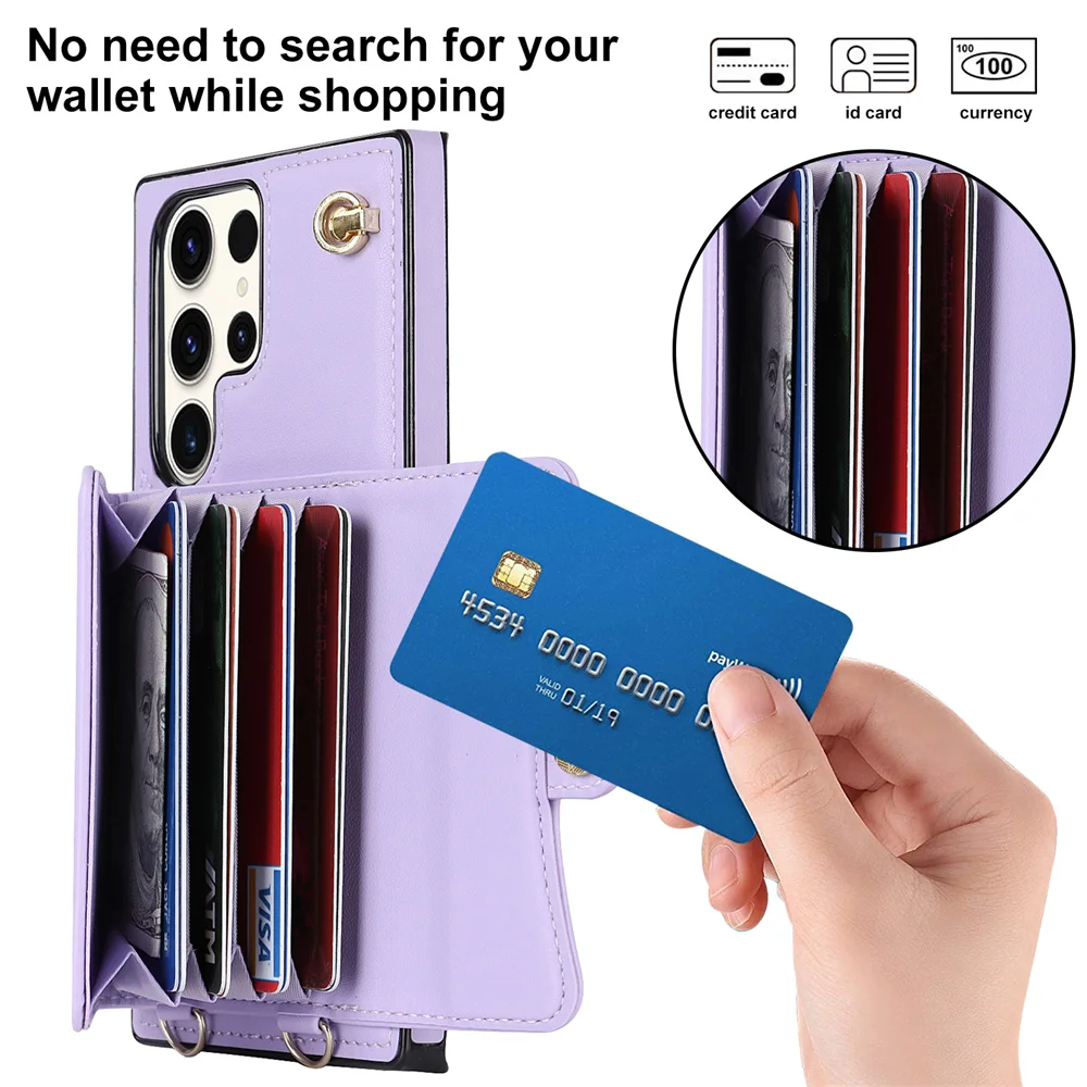 For Samsung Galaxy S20 S21 S22 S23 Ultra  Note 9 10 20 PU belt lanyard bracket function can be crossbody phone protective case