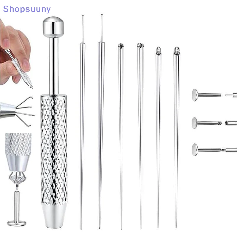 Titanium Curved Piercing Taper Tool Stainless Steel Earring Applicator Professional Puncture Straight/Curved Pole Earring Tool