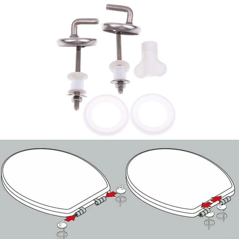

2Pcs Toilet For Seat Hinge No Noise Home Stainless Steel Toilet Cover Mounting Connector With Mounting Washer Replacement Parts