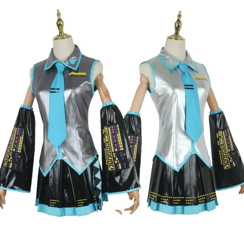 Anime Halloween Costume Accessories Miku Cosplay Costume Midi Dress Beginner Future Miku Cosplay Wig Props Gift