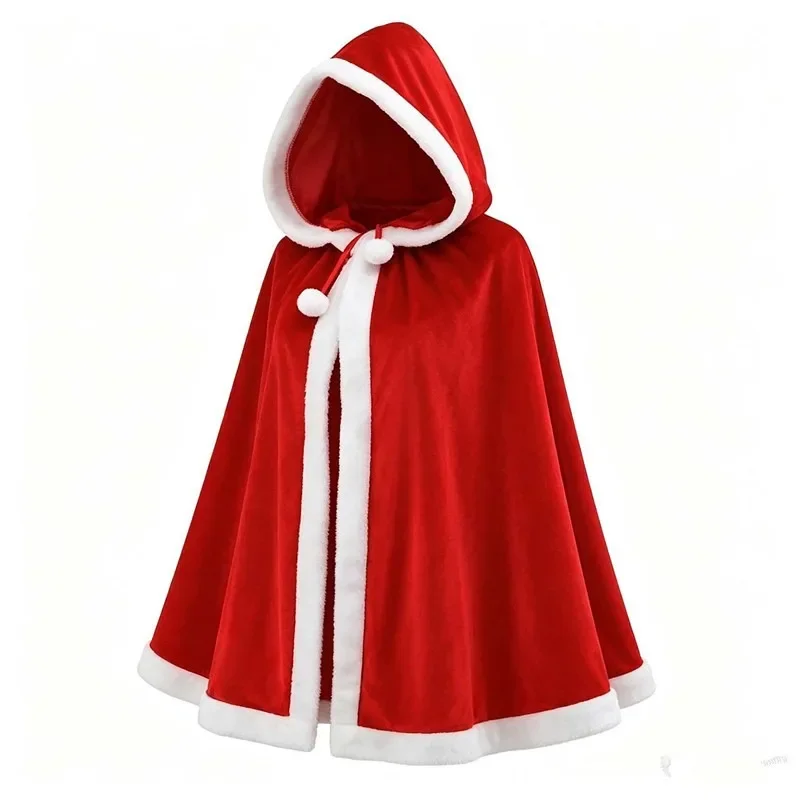 Christmas Cape Velvet Cape Red Long Unisex Hooded Cloak Performance Costume Party Cape