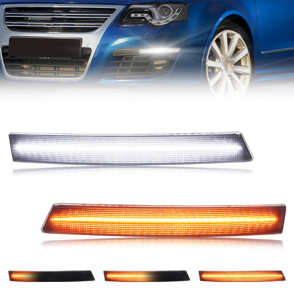 

2Pcs Front Bumper DRL Light Parking Light Turn Signal Light With Dynamic LED For 2006 2007 2008 2009 2010 Volkswagen Passat