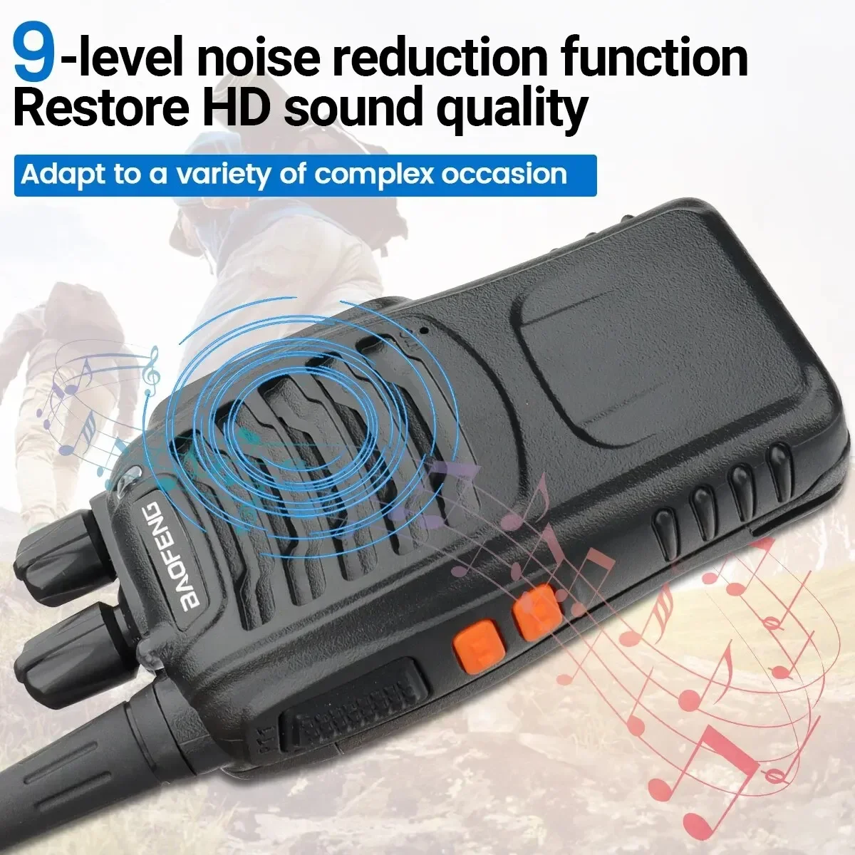 Baofeng-BF-888S Long Range Walkie Talkie, Sem Fio, Freqüência, Portátil, Longo Alcance, Em Espera, UHF, 400-470MHz, Ham Rádio em Dois Sentidos, 2pcs