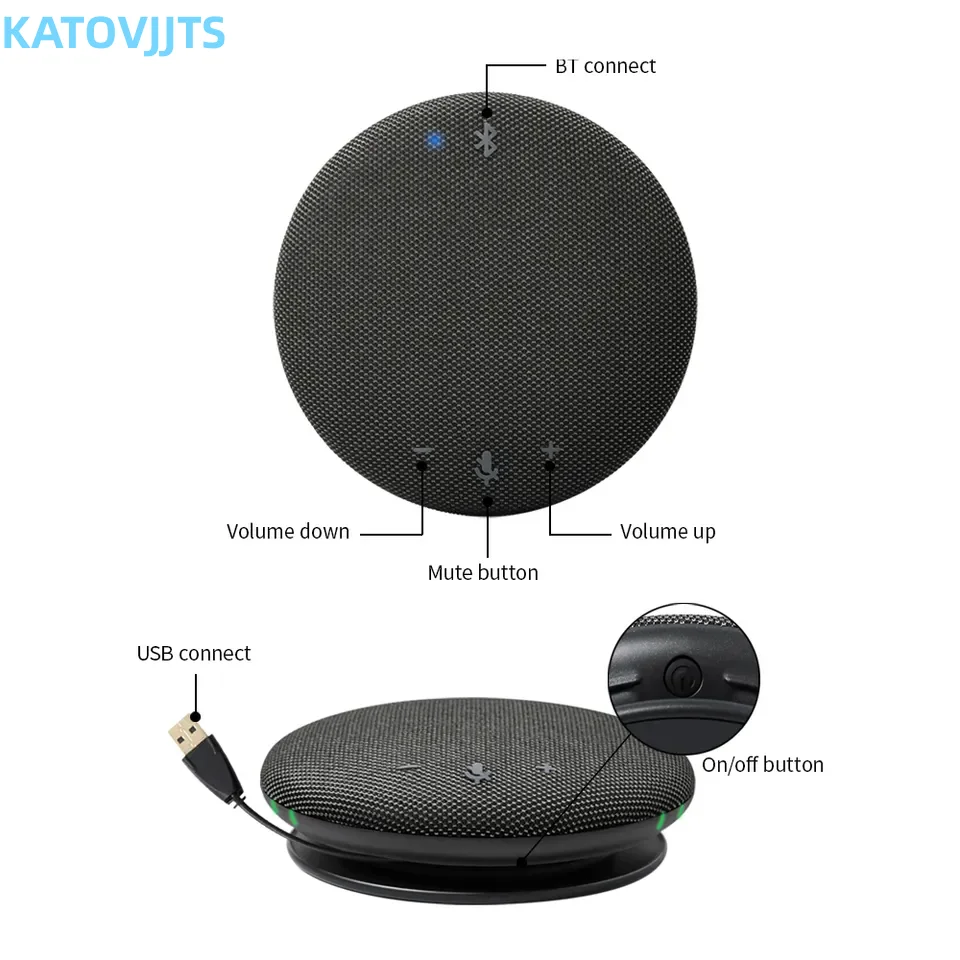 KATOVJJTS audio conference system usb speakerphone for 8-10 People Business 360 Voice Pickup 4 AI Omni-directional Microphones