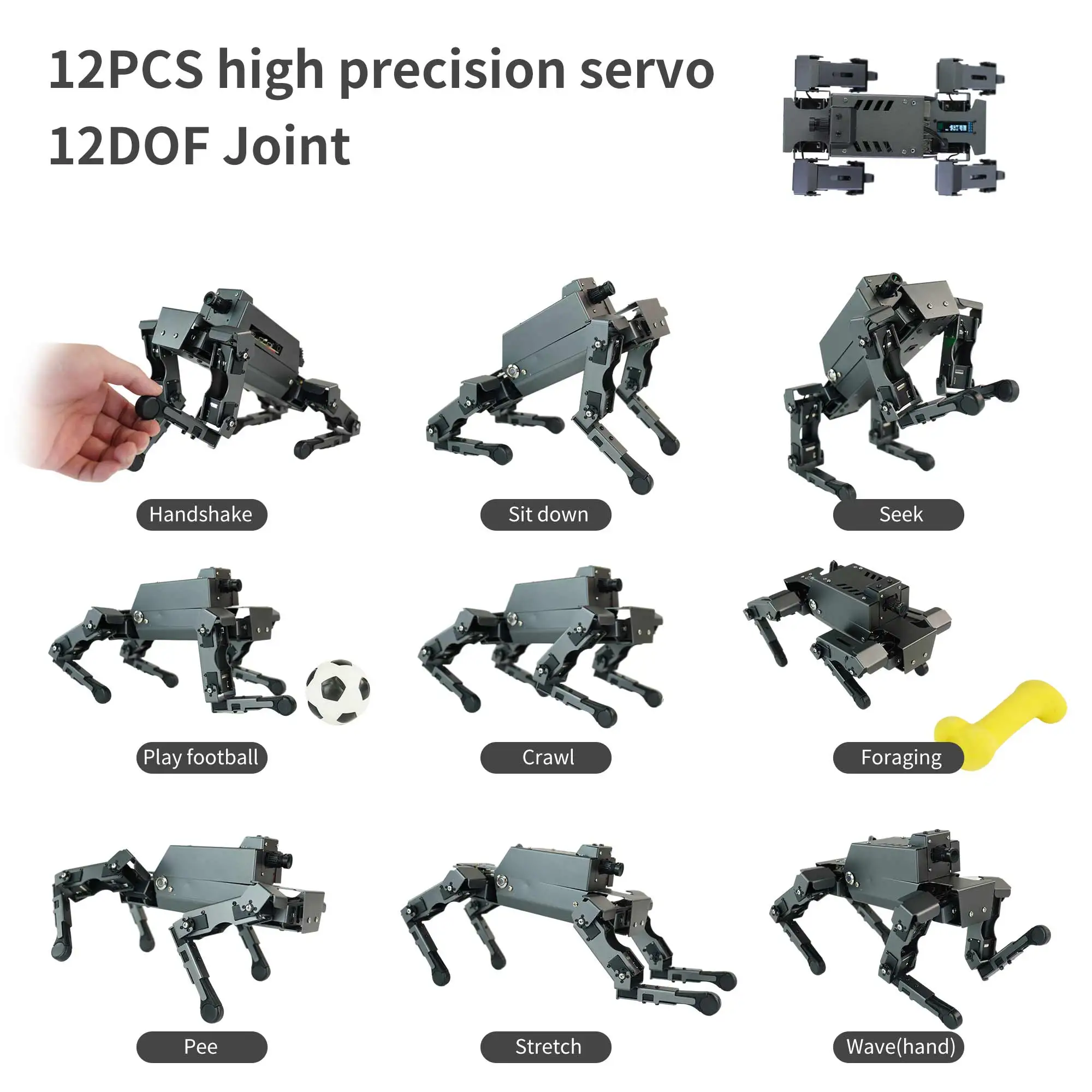 12DOF سطح المكتب المعادن روبوت الكلب بيونيك DOGZILLA S1 مع عصر AI Vision Cam لـ Raspberry Pi 4B دعم برمجة Python #2