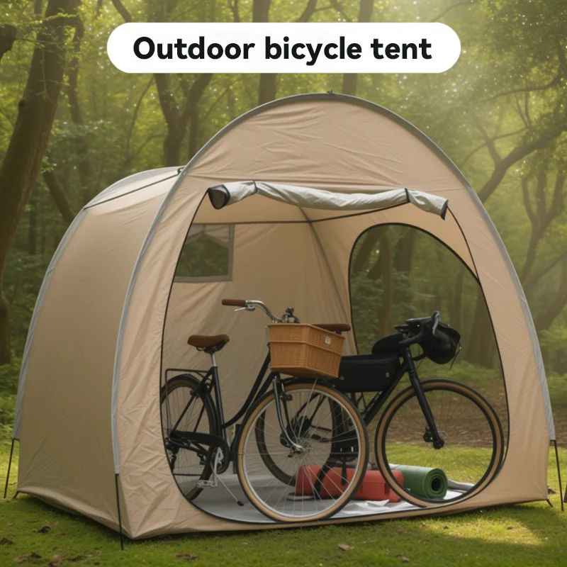 2‑3 Bikes Compact Foldable Bike Storage Shed, Pop‑Up Bicycle Tent with Storage Pockets, for Yard Sidewalk