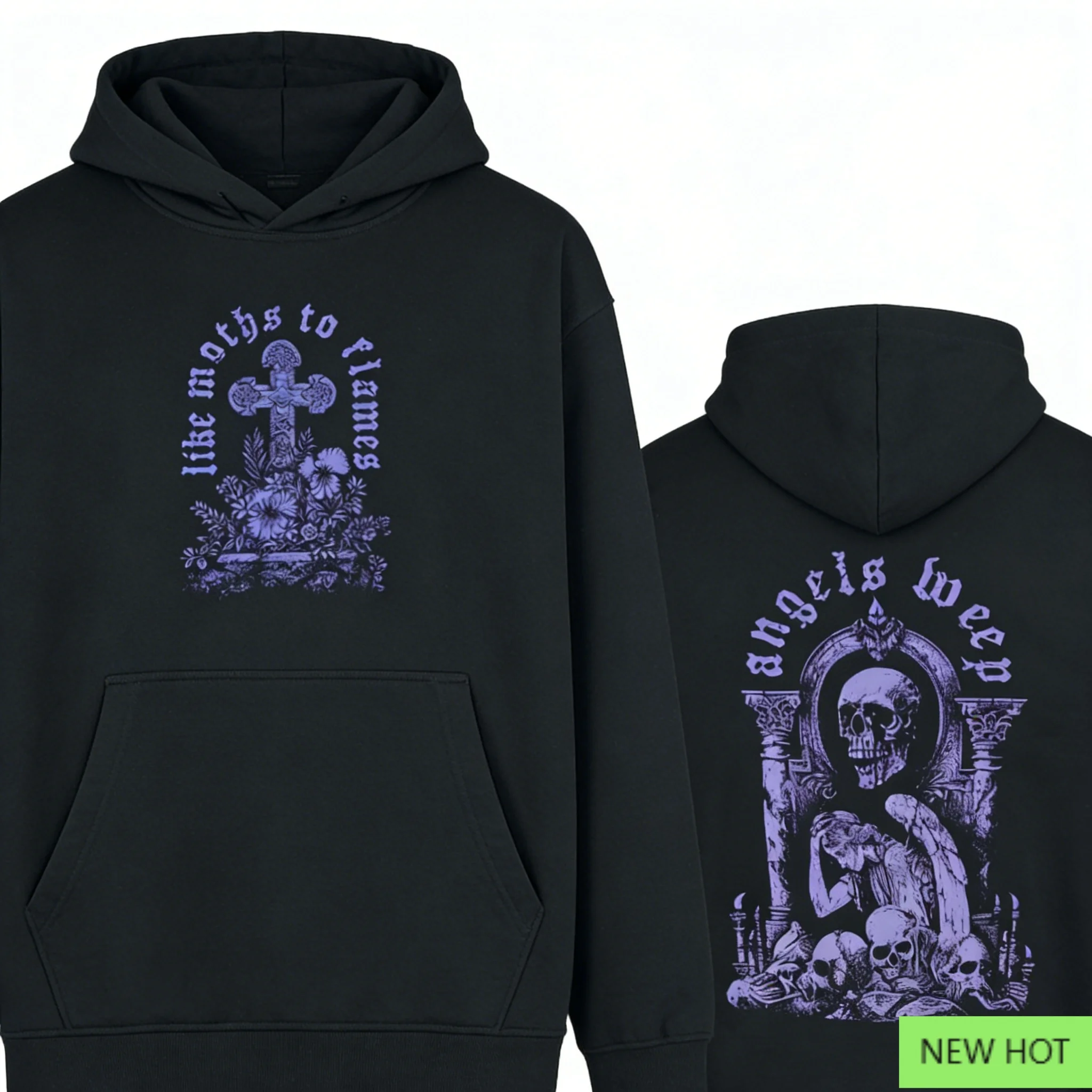 Like Moths To Flames Angels Weep Graphic Crewneck، بلوزة ميتالكور، مثالية للمعجبين الذين يحبون نمط الفرقة والأذية العاطفية الداكنة #2