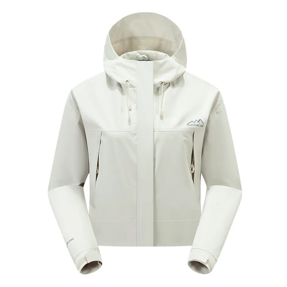 New Spring and Autumn Short Outdoor Jacket for Women Outdoor Windproof and UV-proof Hooded Windbreaker Mountaineering Jacket