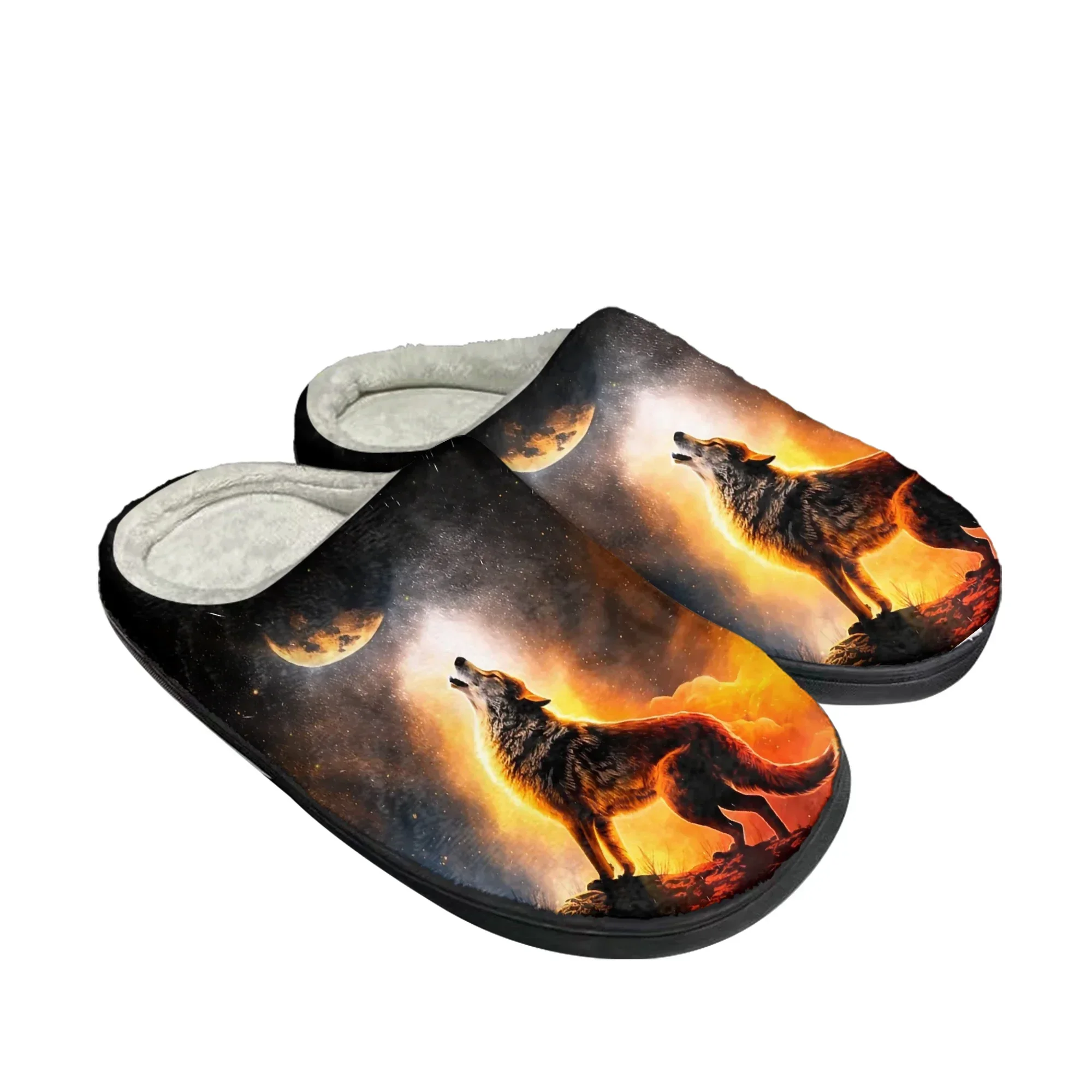 

Домашние хлопковые тапочки Wolf Shoes: мужские и женские, плюшевые, с животными принтами, для спальни, повседневные, теплые, термо-тапочки, индивидуальный дизайн