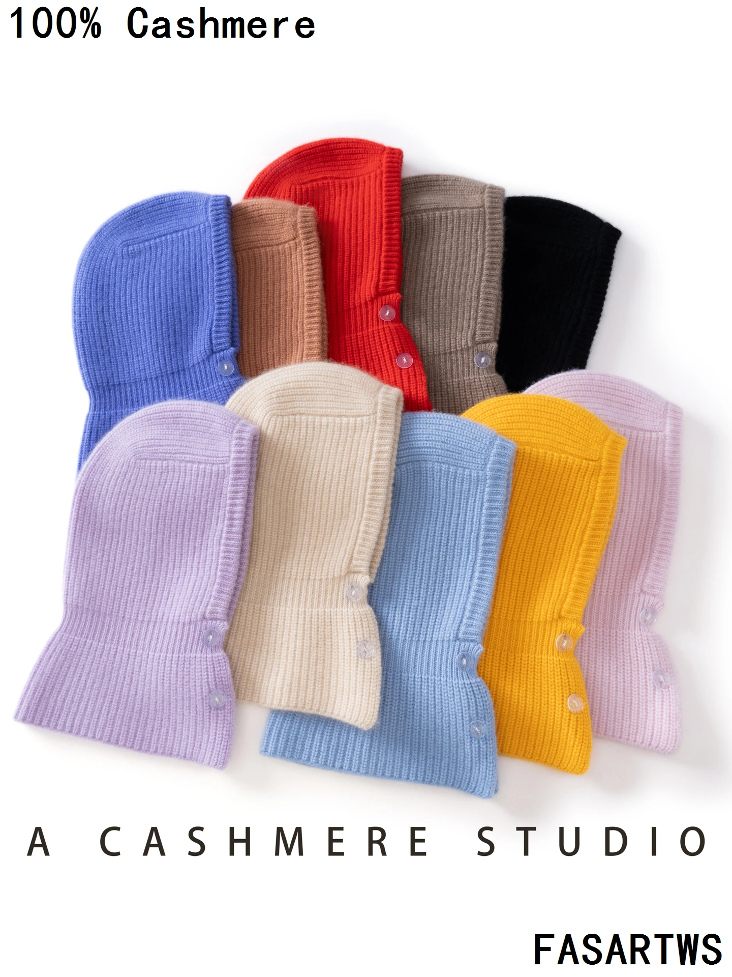 

FASARTWS 100% Cashmere Baraklafa Hat Bib Children's Hat Winter Thickened Knitted Scarf Version Hat Collar Soft Warm Hooded Scarf