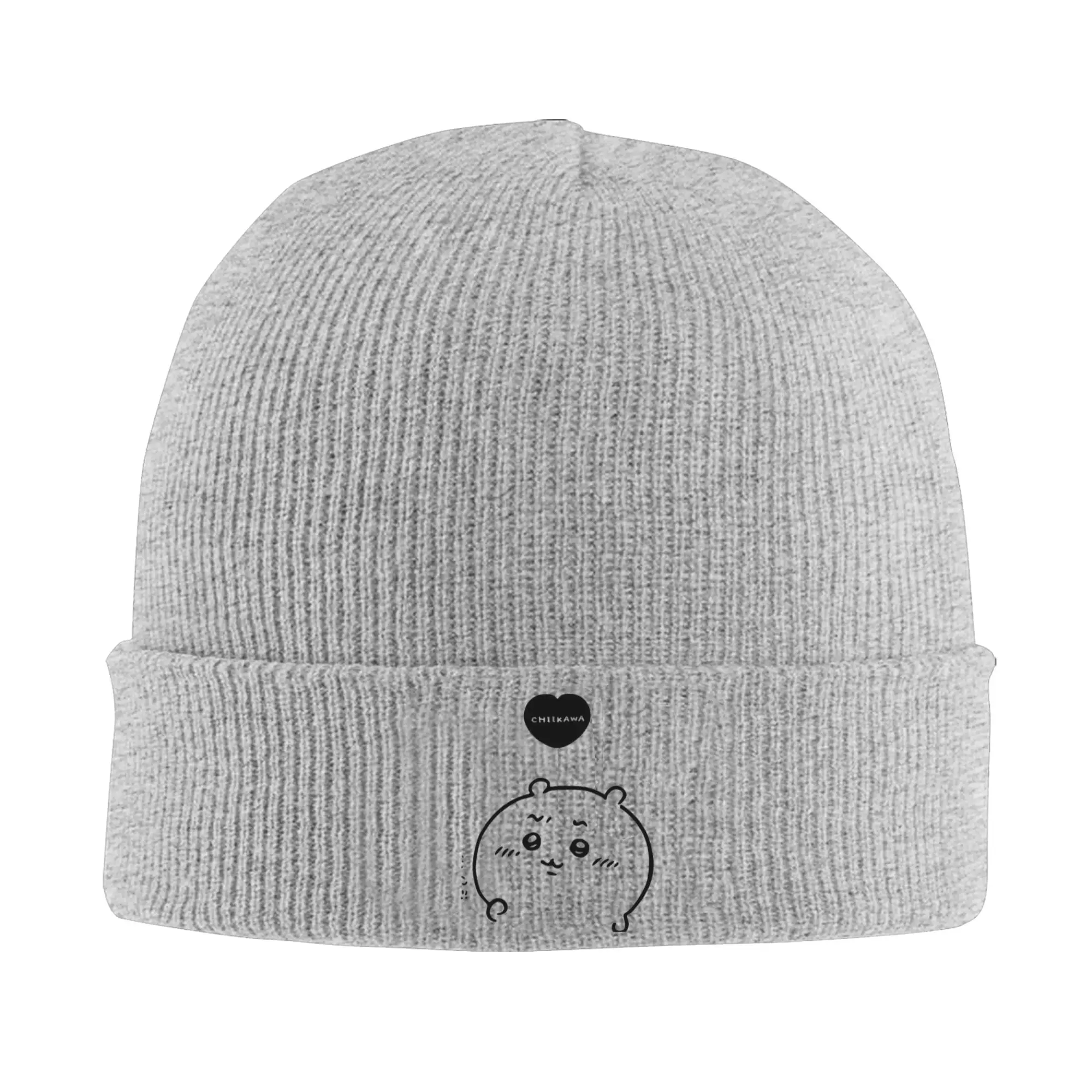 Chiikawas Heart Love Cute Kawaii Bear Cat Strickmützen für Damen und Herren, Wintermütze, warme Melonenmütze aus Acryl