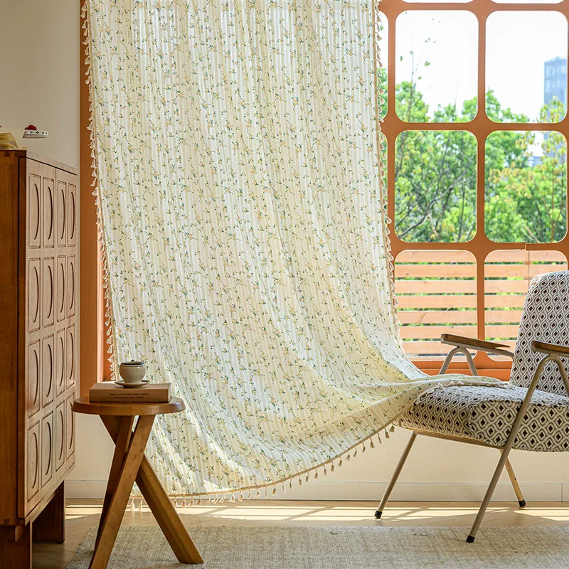 Small Daisy Flowers Pattern Curtains INS Style Fashion Window Treatment For Home Decor