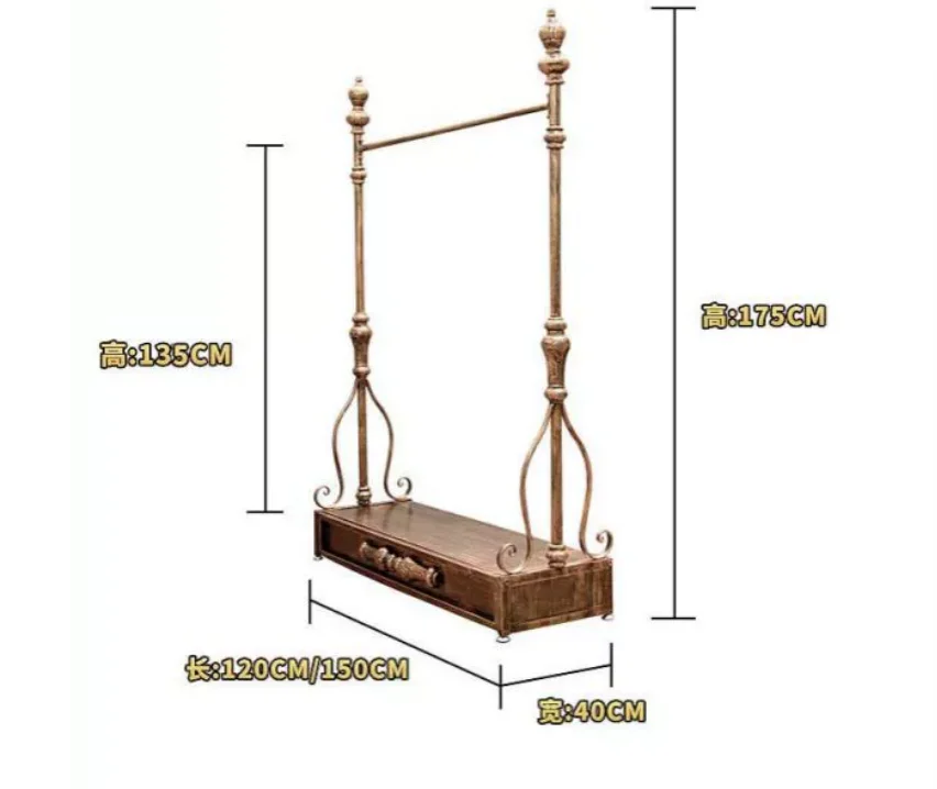 

European retro clothing rack, floor standing clothing store, hanger display rack, hanging hanger, women's clothing store