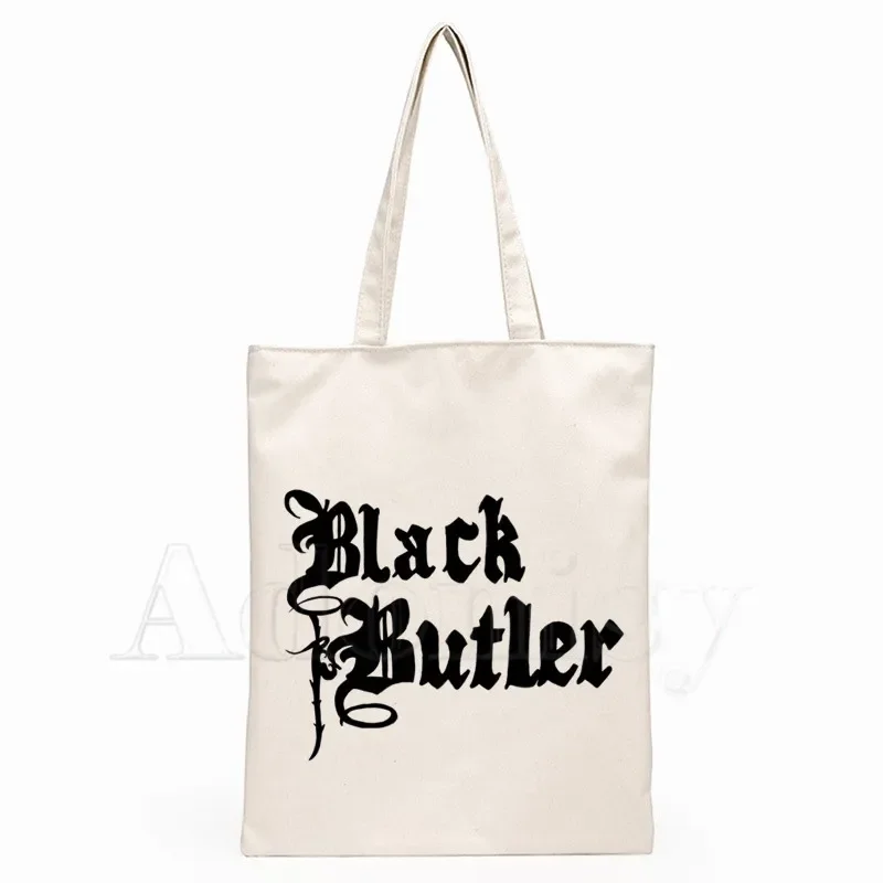 Black Butler Anime Ciel Phantomhive Sebastian Michaelis  Graphic Cartoon Printed Canvas Shoulder Eco Environmental Shopper Bag