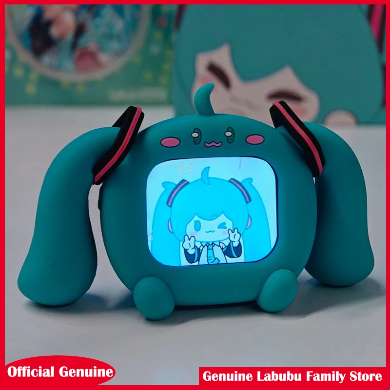 

Genuine Hatsune Miku Touch Screen Interactive Headset Anime Peripheral Wireless Bluetooth Cube Face LCD Children Toy Gift Box
