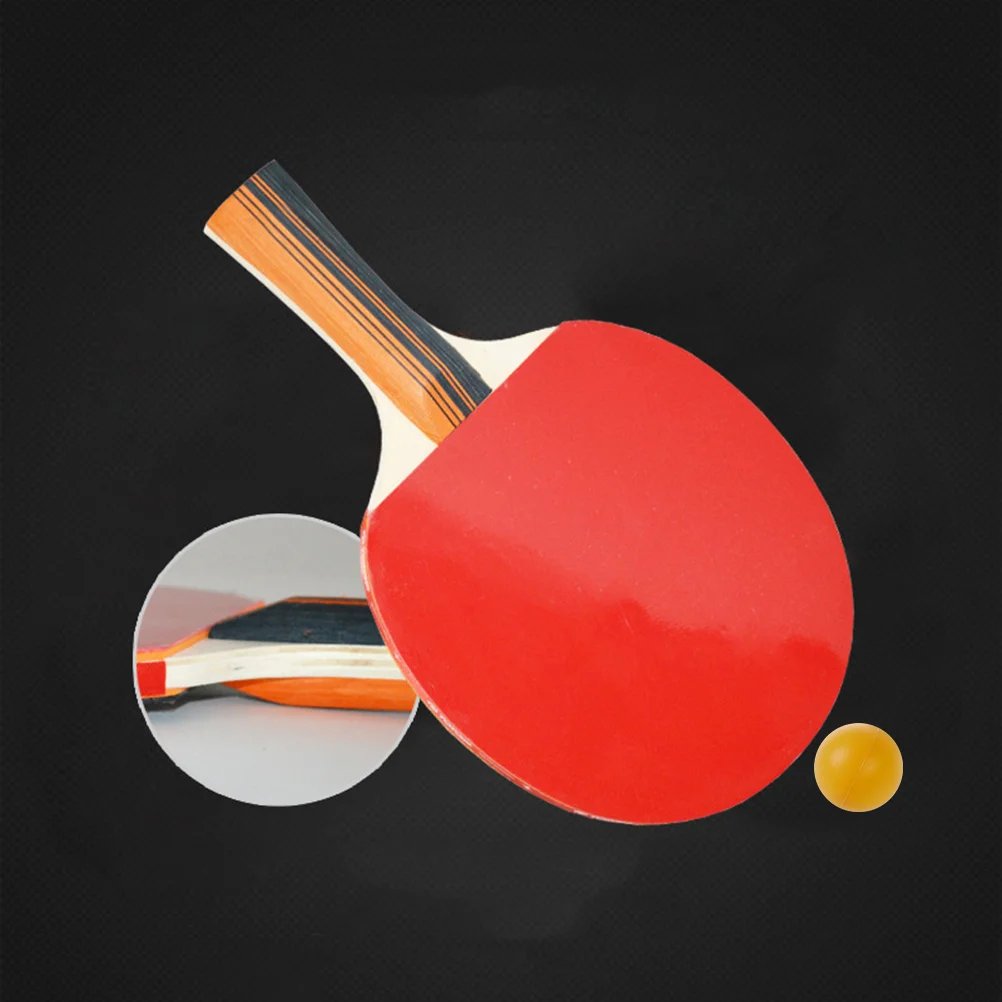 

1 Set Of Pingpong Racket Set 3 Balls Premium Wooden Table Tennis Racket For Teenagers Offensive Players Black Red Long Handle