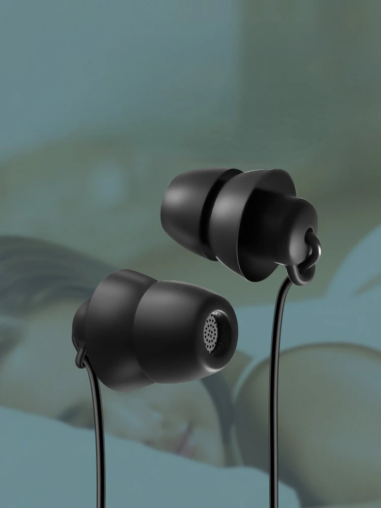 New Sleep Headset In Ear Heavy Bass Wired Headset Side Sleep Soft Silicone Mobile Phone Headset Ear Buds  Mini Headphones