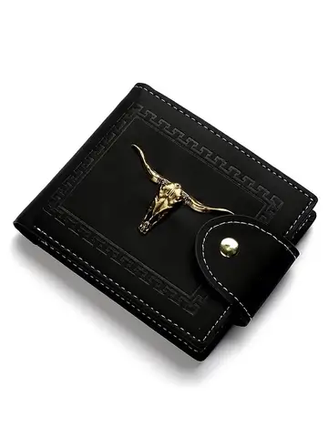 Portafoglio da uomo nuovo corto multifunzione slot multi-carta etichetta toro in metallo portafoglio di lusso con cerniera portafoglio piccolo e sottile di design