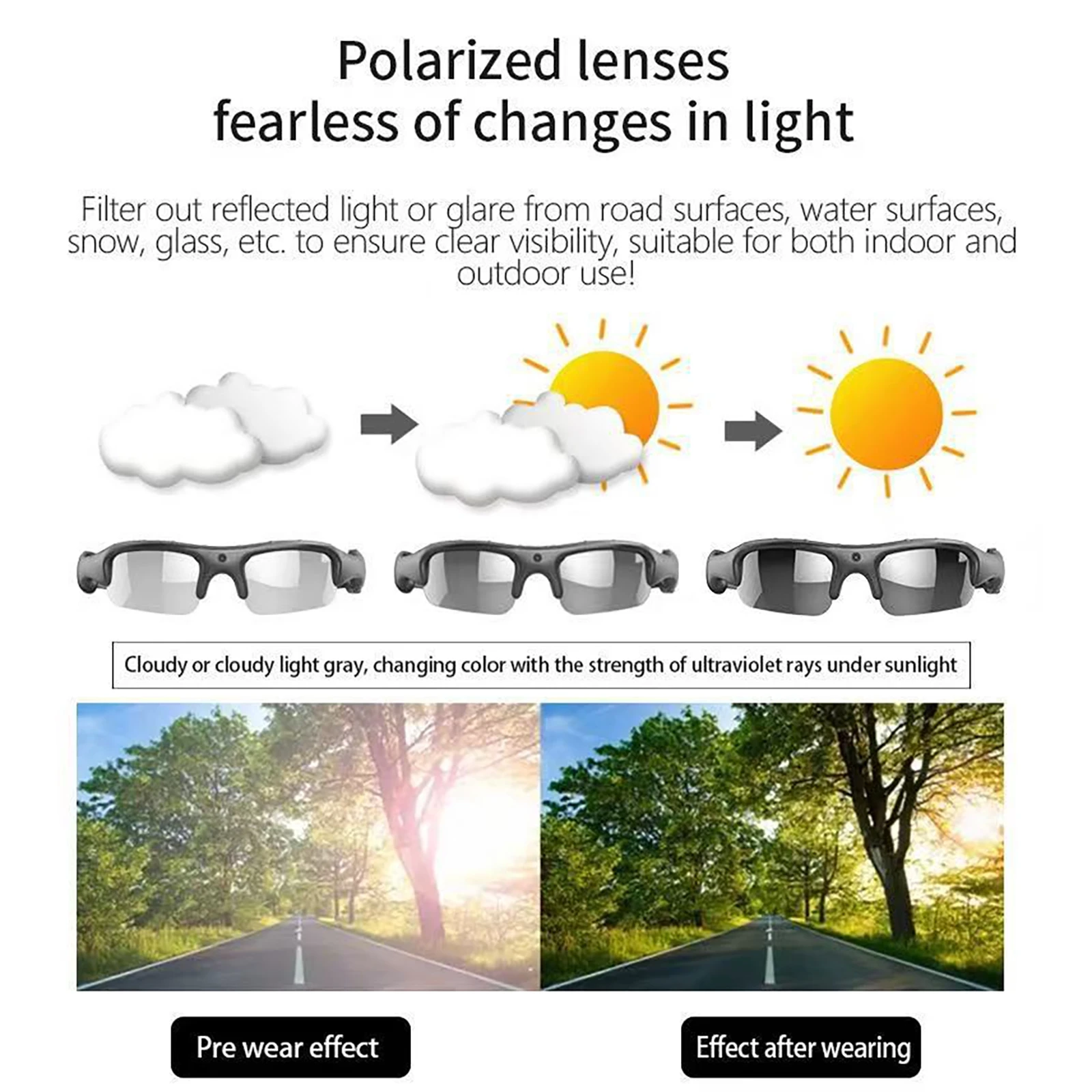Grabadora de vídeo HD de 1080P, WIFI, cámara para deportes al aire libre, gafas inteligentes, gafas de sol para bicicleta, motocicleta, cámara de disparo, conducción