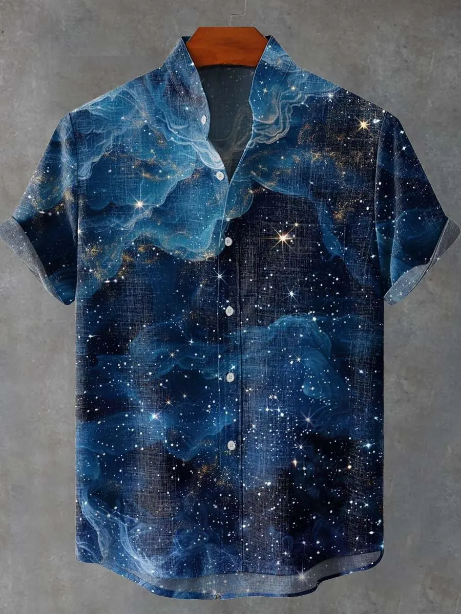 New fashionable casual loose pattern printed shirt with casual buttons and breathable top suitable for outdoor travel