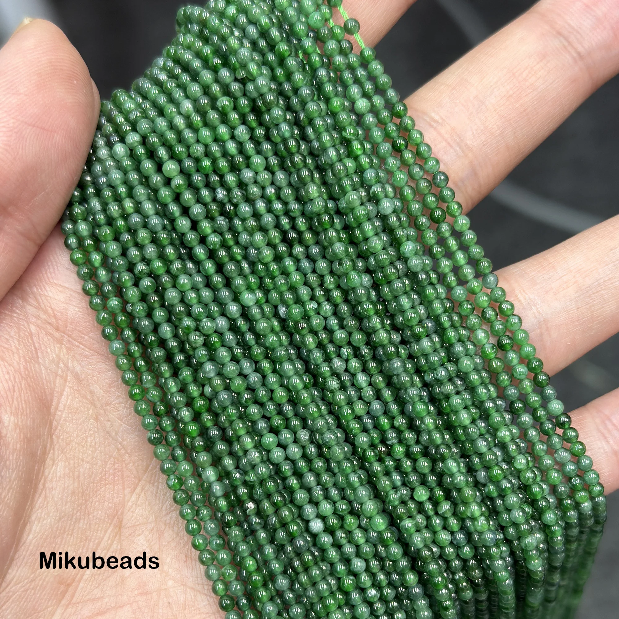 Wholesale Natural 2.4mm Guatemala Jadeite Smooth Round Loose Beads For Making Jewelry DIY Bracelet Necklace