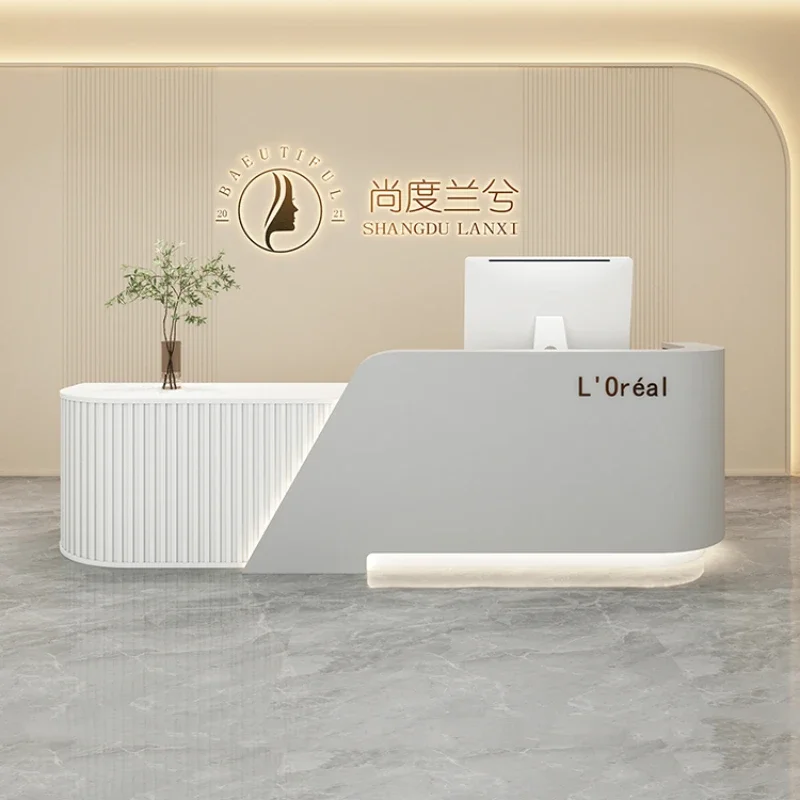 Entrances Reception Table Atelier Barber Salon Counter Aesthetic Cosmetics Bar Furniture Reception Front Desk Escritorio Spa