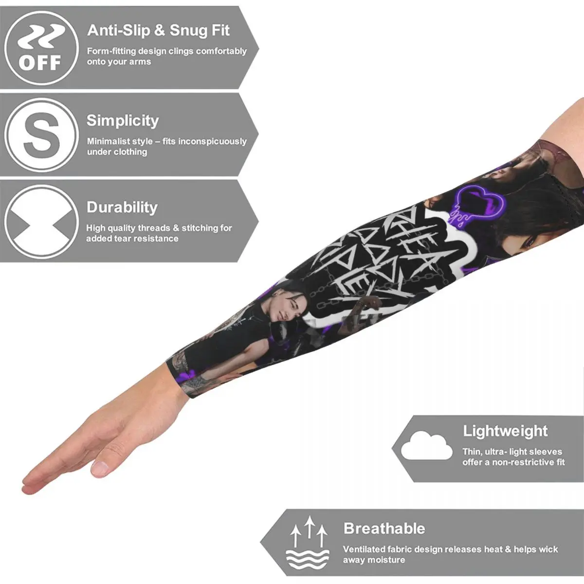 WWE Rhea Ripley Outdoor Arm Sleeves Sun UV Protection Cover Summer Cycling Tattoo Sleeves