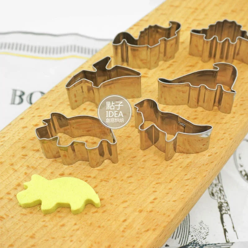6Pcs Hot Stainless Steel Dinosaur Animal Baking Biscuit Cookie Cutter Cake Mold Utensils