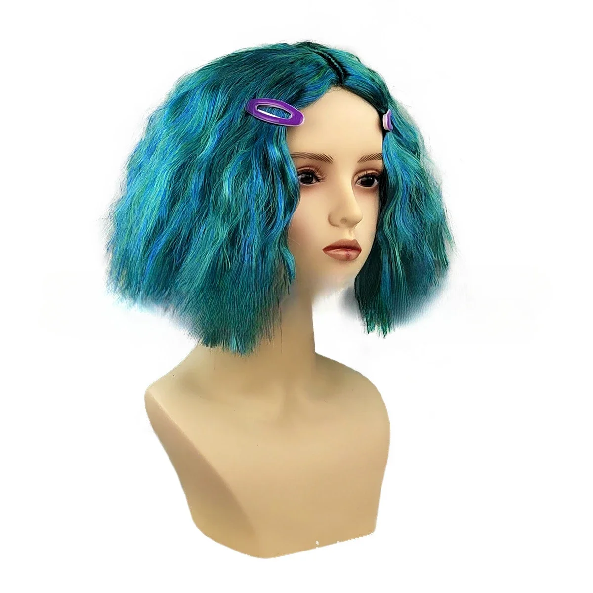 Wigs Anime Joy Sadness Cosplay Halloween Christmas Colored Bangs Short Curls Cute Soft Party Wig Synthetic Costume Cosplay Wigs