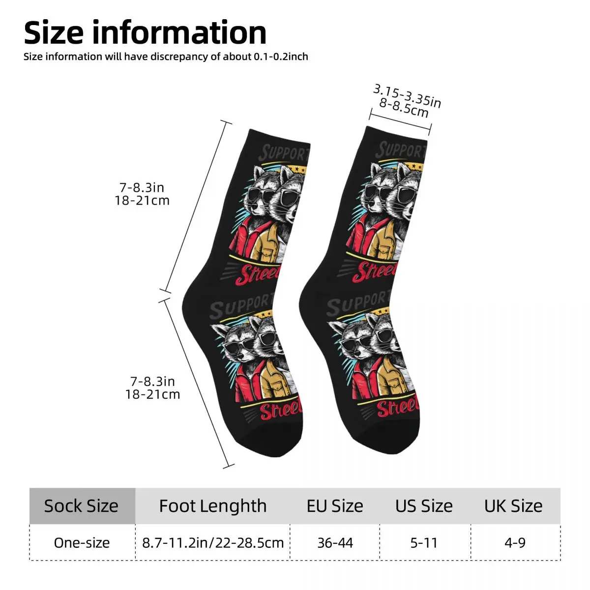 Support Local Street Cats Cute Raccoon Gang Socks Shopping 3D Print Boy Girls Mid-calf Sock