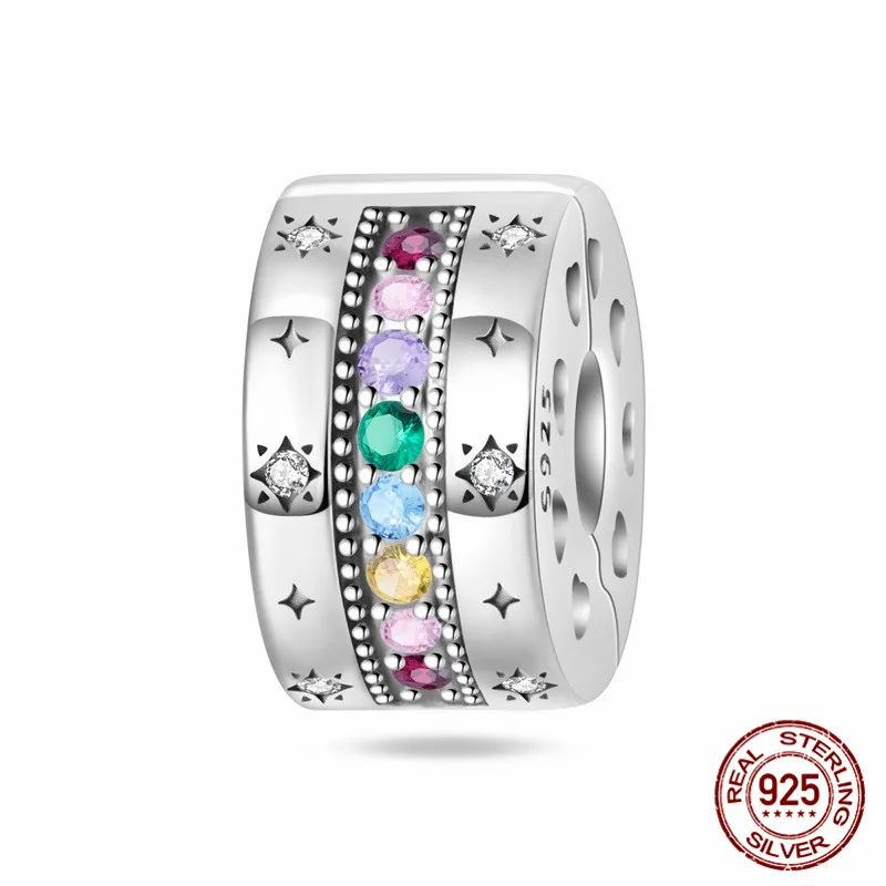 

925 sterling silver positioning clasp pendant bead set with cubic zirconia paired with an original bracelet DIY womens jewelry