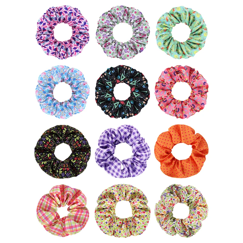 

1/6/12Pcs Floral Plaid Polka Dot Hair Bands Crushed Series For Daily Life Stage Performances - Assorted Pack
