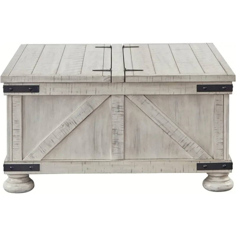 Casual Cocktail Table with Storage, Whitewash Coffee Table