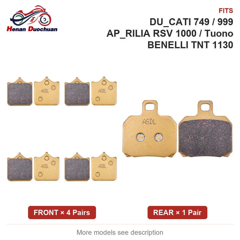 Front Rear Brake Pads Kit for DU_CATI 749 999 BIMOTA DB AP_RILIA RSV Tuono BENELLI TNT Norton 1000 1130 1198 2001-2023