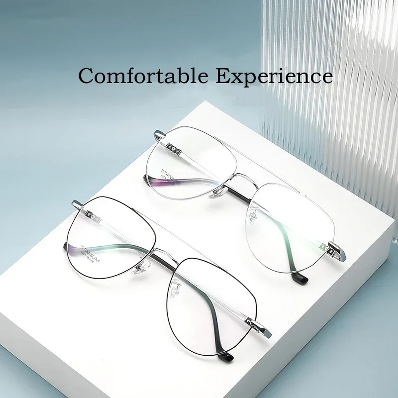 KIZN موضة جديدة ريترو التيتانيوم النقي شعاع مزدوج مضلع الديكور قصر النظر البصرية وصفة طبية إطار نظارات الرجال والنساء